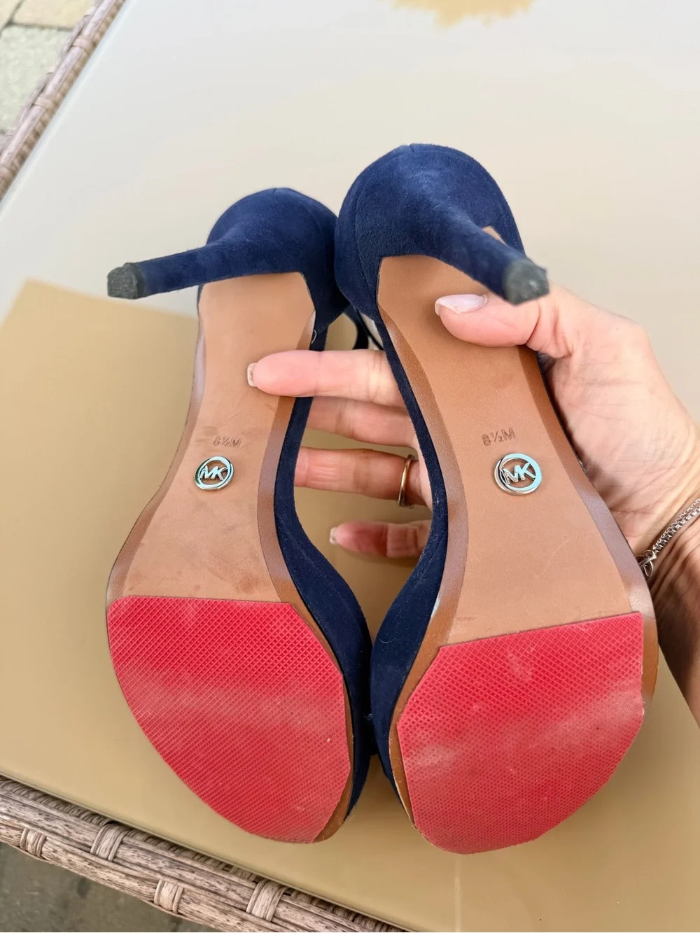 Michael Kors Navy Suede Ankle-Strap Stiletto Sandal